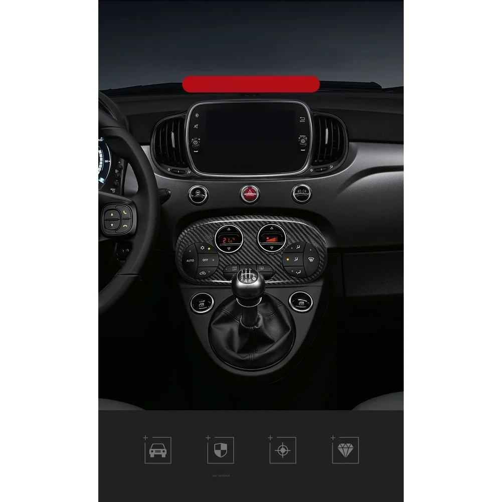 Interior Dashboard AC Knob Panel Sticker Carbon Fiber Pattern for Abarth 595 2012-2023 695 2017-2023 For Fiat 500