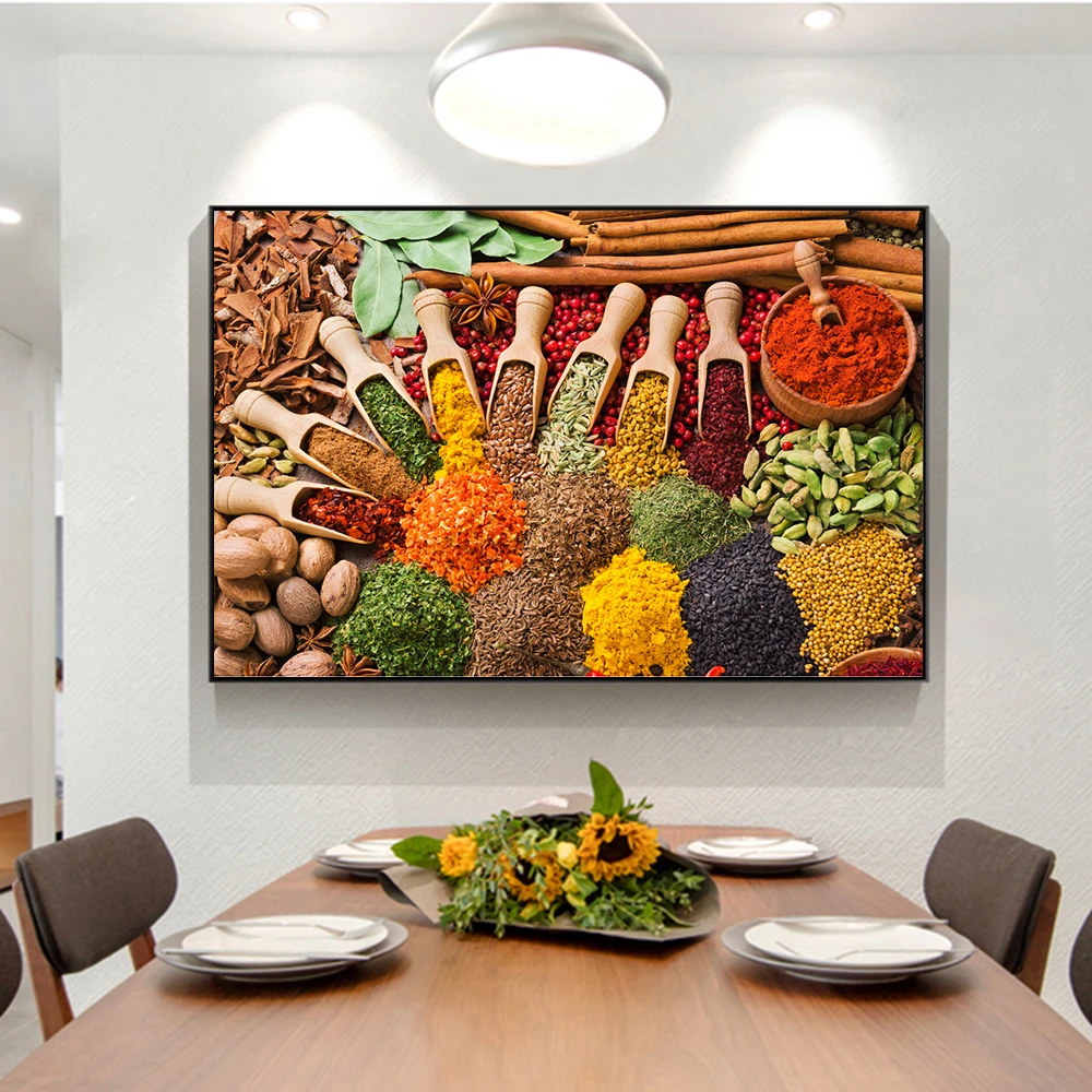 1pc frameless Canvas Painting Kitchen Restaurant Poster Cooking Ingredients Ingredients Canvas Painting Bedroom Living Room Wall