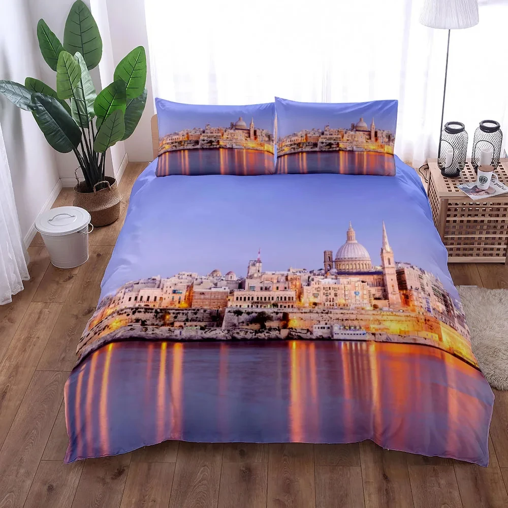 

Beautiful Night Scene Paris Bedding Set King Queen Double Full Twin Single Size Bed Linen Set No Sheet for Adult Kid Quilt Cover