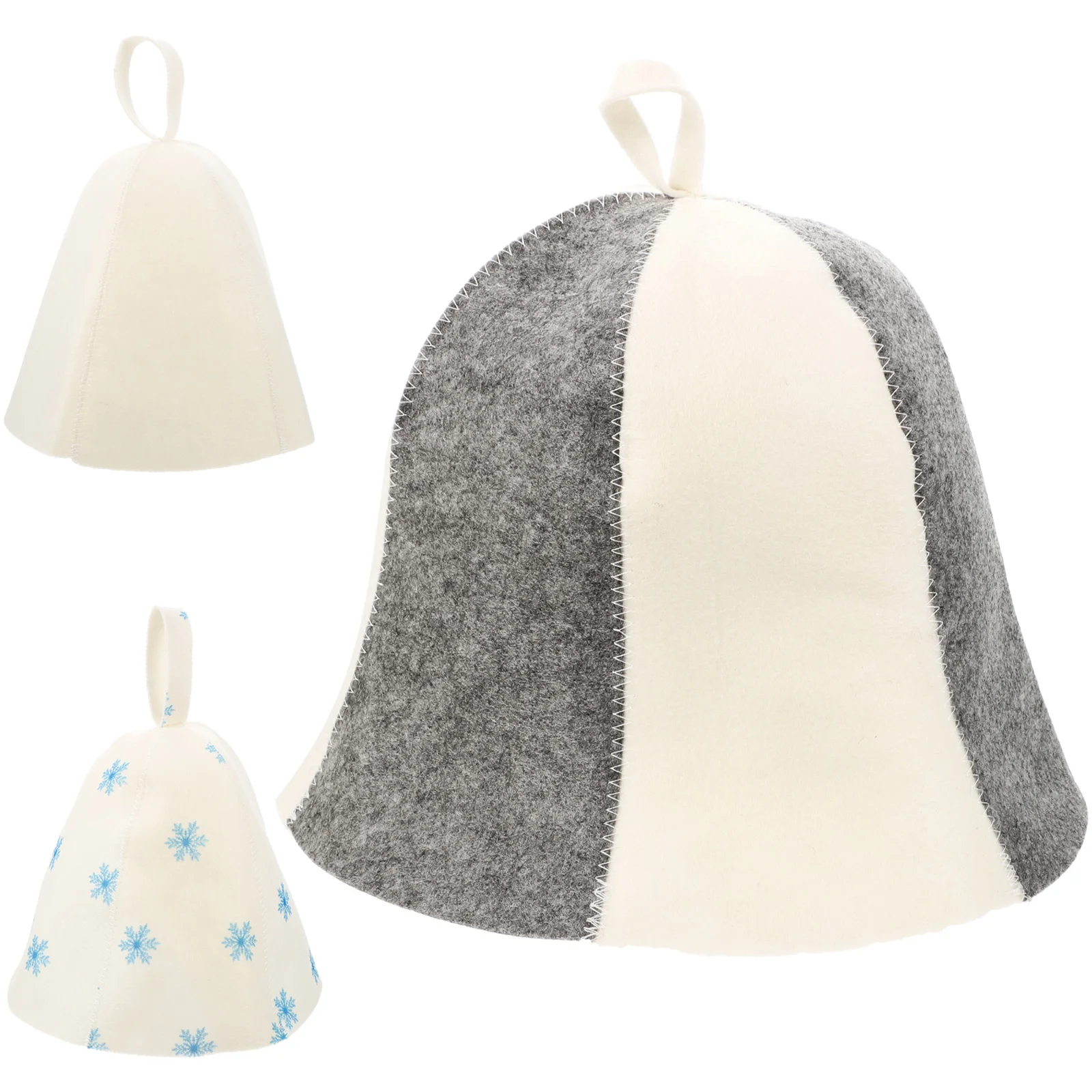 

3 Pcs Felt Sauna Hats Thickened Bathing Caps for Men Women Adjustable Shower Spa Accessories Steam Hair Protection