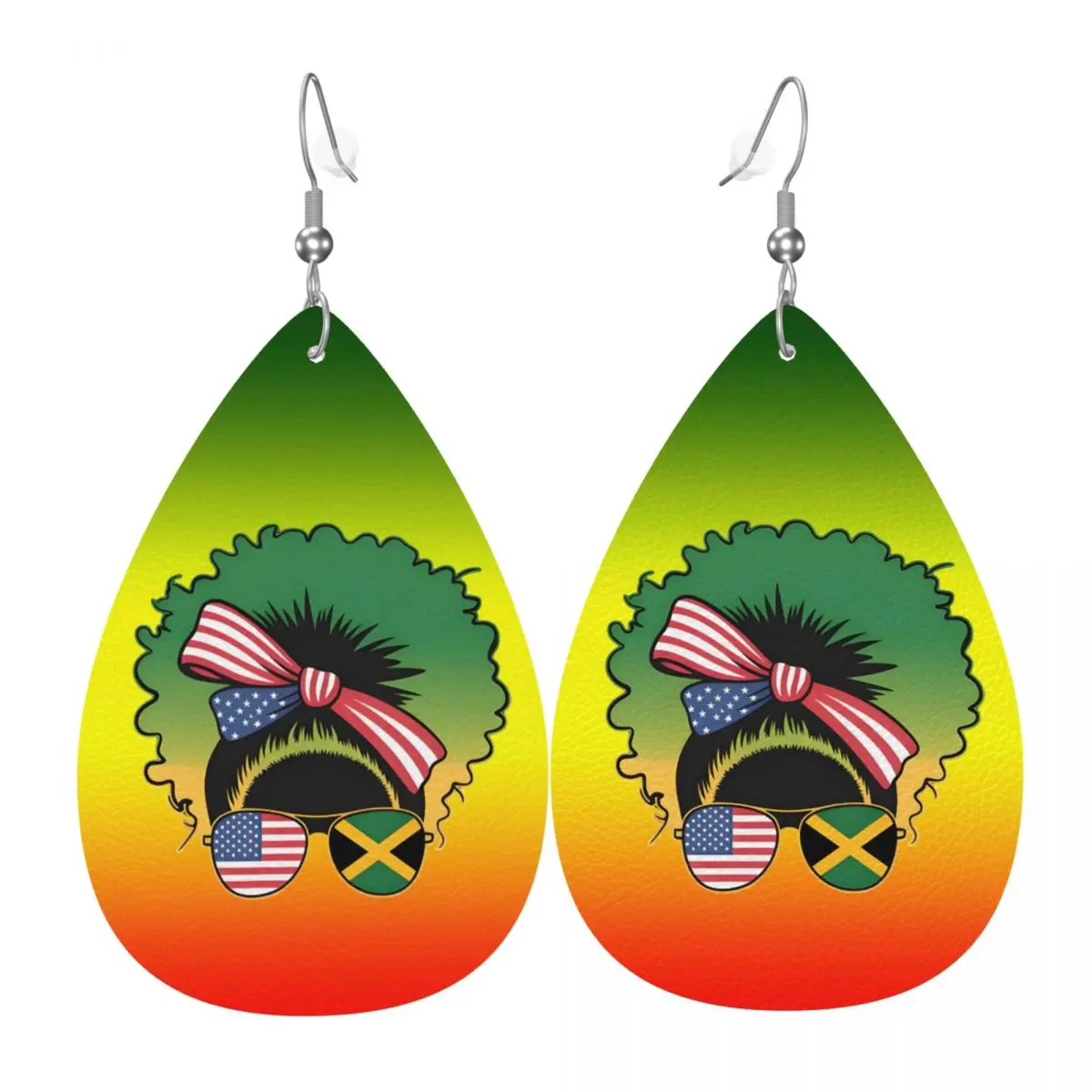 

Висячие серьги на заказ, кожаные серьги-капли с ямайским флагом, ПВХ кожа для подарков, изящные ювелирные изделия