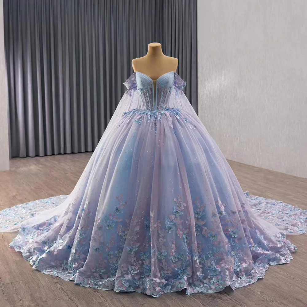 Vestidos De 15 Quinceaera Luxury 2025 Sleeveless Sweetheart Appliques Lace  Up Back Blue Purple Long Dress For Special Occasions - AliExpress 320