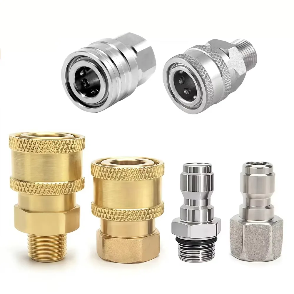 High Pressure Washer Quick Connect Coupler SS G1/4 External Internal M14 Thread Adapter Car Wash Water Gun Connector Fitting