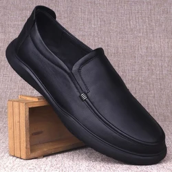 2022 Spring Men's Genuine Leather Casual Shoes Handmade Soft-soled Design Loafers Men's British Style Lazy Driving Flats M62217