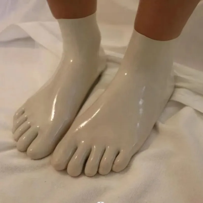 أسود أبيض فاصل أصابع القدم الجوارب الطويلة للجنسين منتصف العجل اللاتكس الطبيعي سلس مريحة مثير تأثيري جوارب الرجال النساء الجوارب