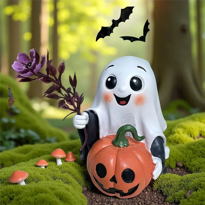 Ornamen Patung Resin Halloween CYGJ-Garden Home, Hantu Labu Lucu dan Terkejut, Dekorasi Pesta