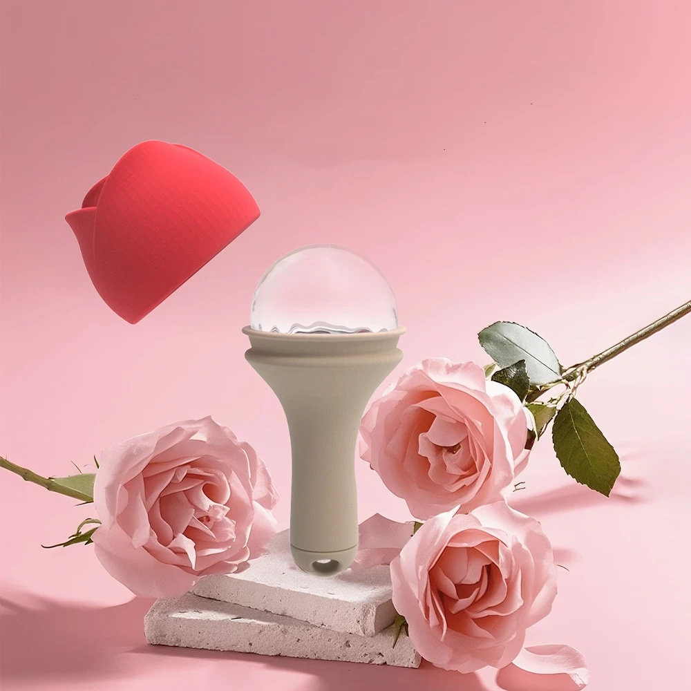 Rolo de gelo de silicone em forma de rosa, massageador facial, poros, inchaço dos olhos, rolo facial de gelo, beleza, bola de gelo, molde, massagem, ferramenta de cuidados com a pele