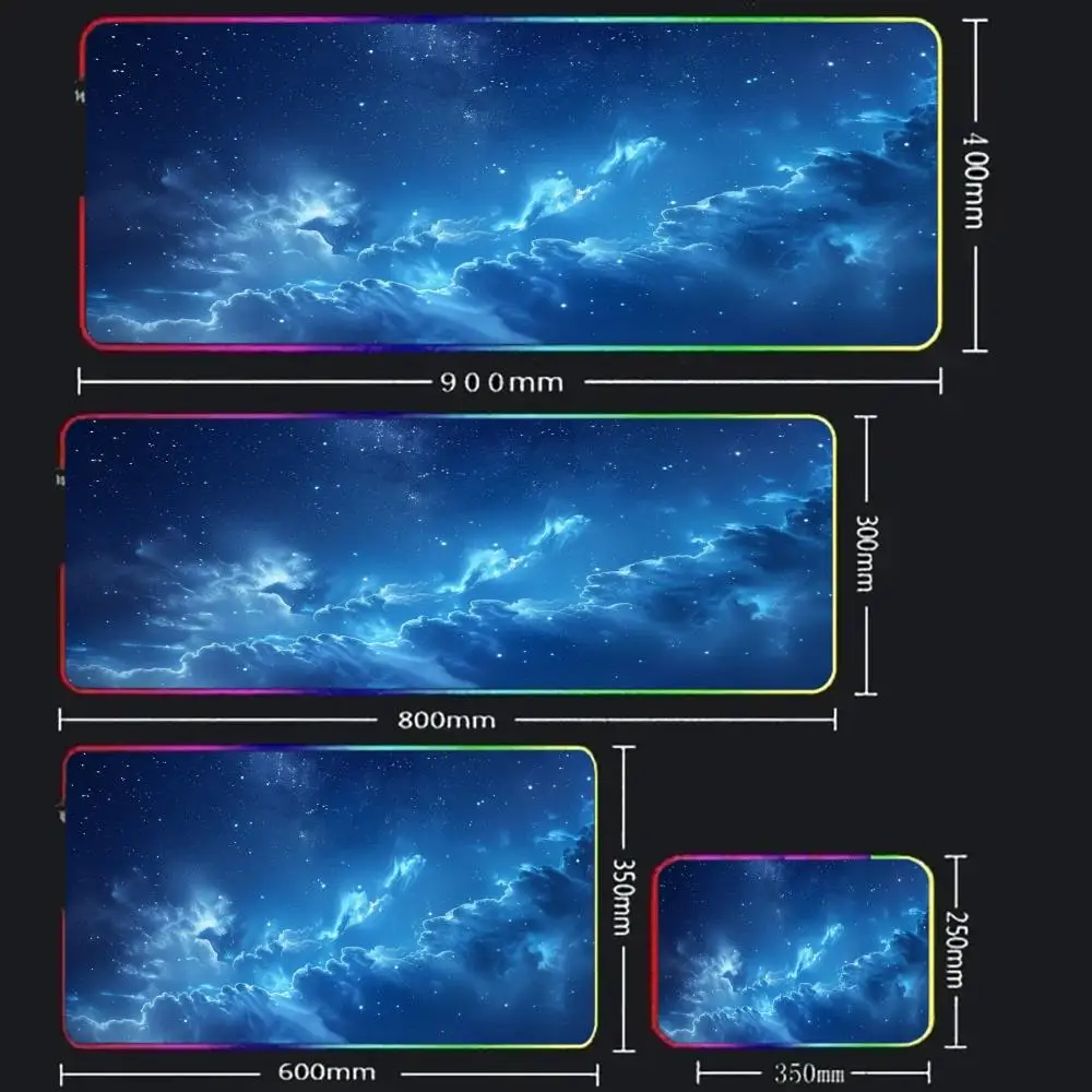 النجوم درب التبانة ماوس الوسادة كبيرة RGB الألعاب ماوس الفأر مصباح ليد حواف مقفلة لعبة اكسسوارات الكمبيوتر لوحة المفاتيح الجدول منصات XXL 90x40 سنتيمتر