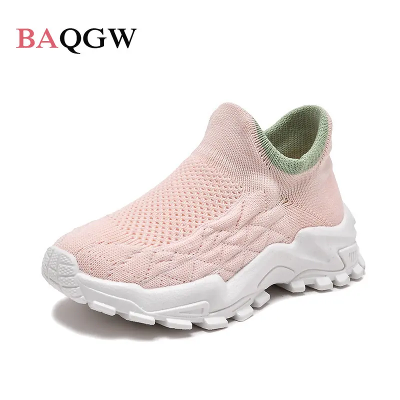 Kids Shoes Non-slip Knit Stretchy Baby Sneaker Casual Flat Lightweight Sneakers Shoes Children Girls Boy Sports Shoes Size 26-37