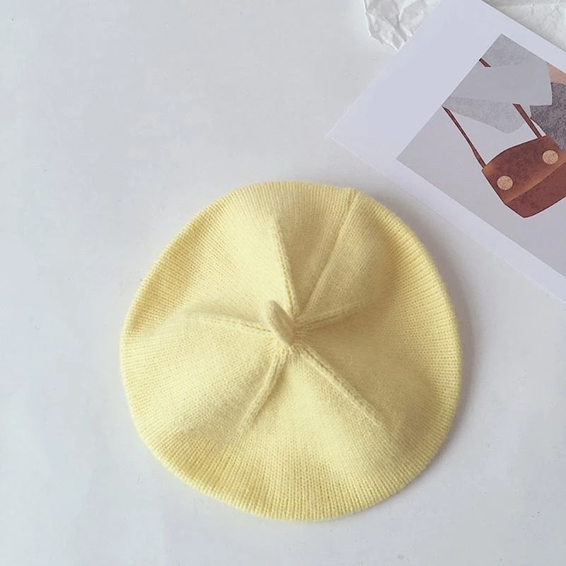 

J15U Осенняя детская шапка Берет Однотонная винтажная вязаная шапка-бини для малышей