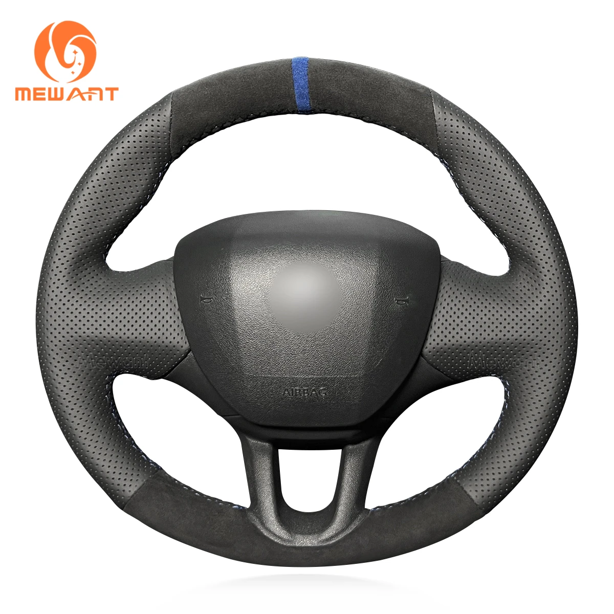 Mevouloir – couverture de volant en cuir Alcantara, gris foncé, pour Peugeot 208 2008 308 SW 2012 2013 2014 2015 2016 2017-2019