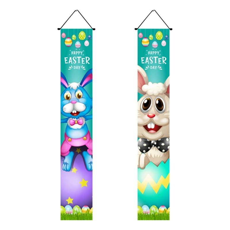 4 Pair Easter Day Decoration Porch Sign Easter Eggs Door Hangers For Home Wall Decoration