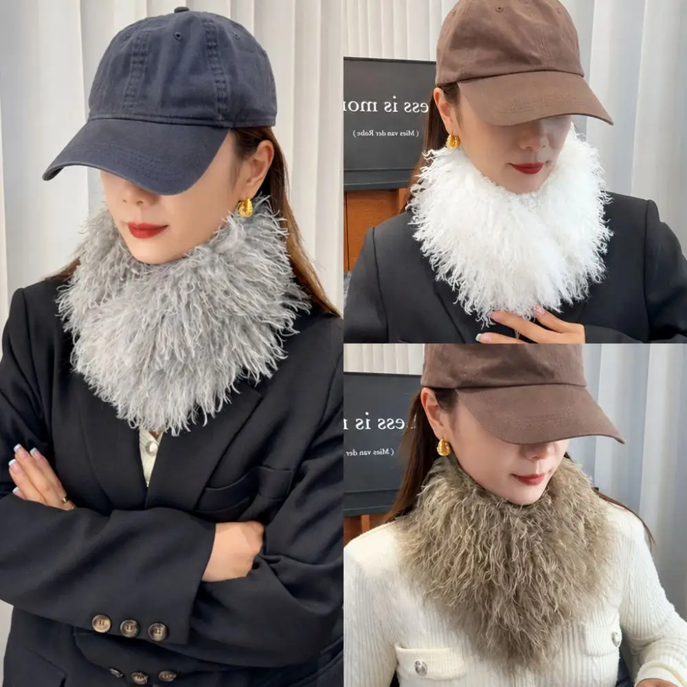 Winter Warm Faux Fur Collar Scarf Double-sided Windproof Scarf for Women Soft Magnetic Attraction Loop Scarves