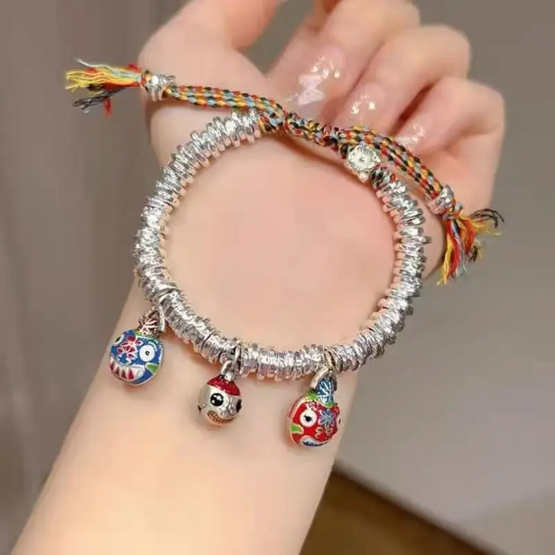 

Gold-Gulping Coiled Blue Solid S999 Silver Good Luck Wealth-Attracting Women's Bracelet