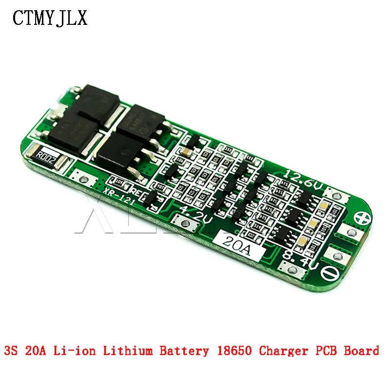 Batterie Lithium-ion 3 S 20a, 5 pièces, Module de carte de Protection BMS PCB 18650 V, chargeur 12.6