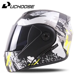 2024 Unisex Racing Motobiker Flip Up Helmets Modular Dual Lens Motorcycle Helmet Full Face Safe Helmet Men Adult Women