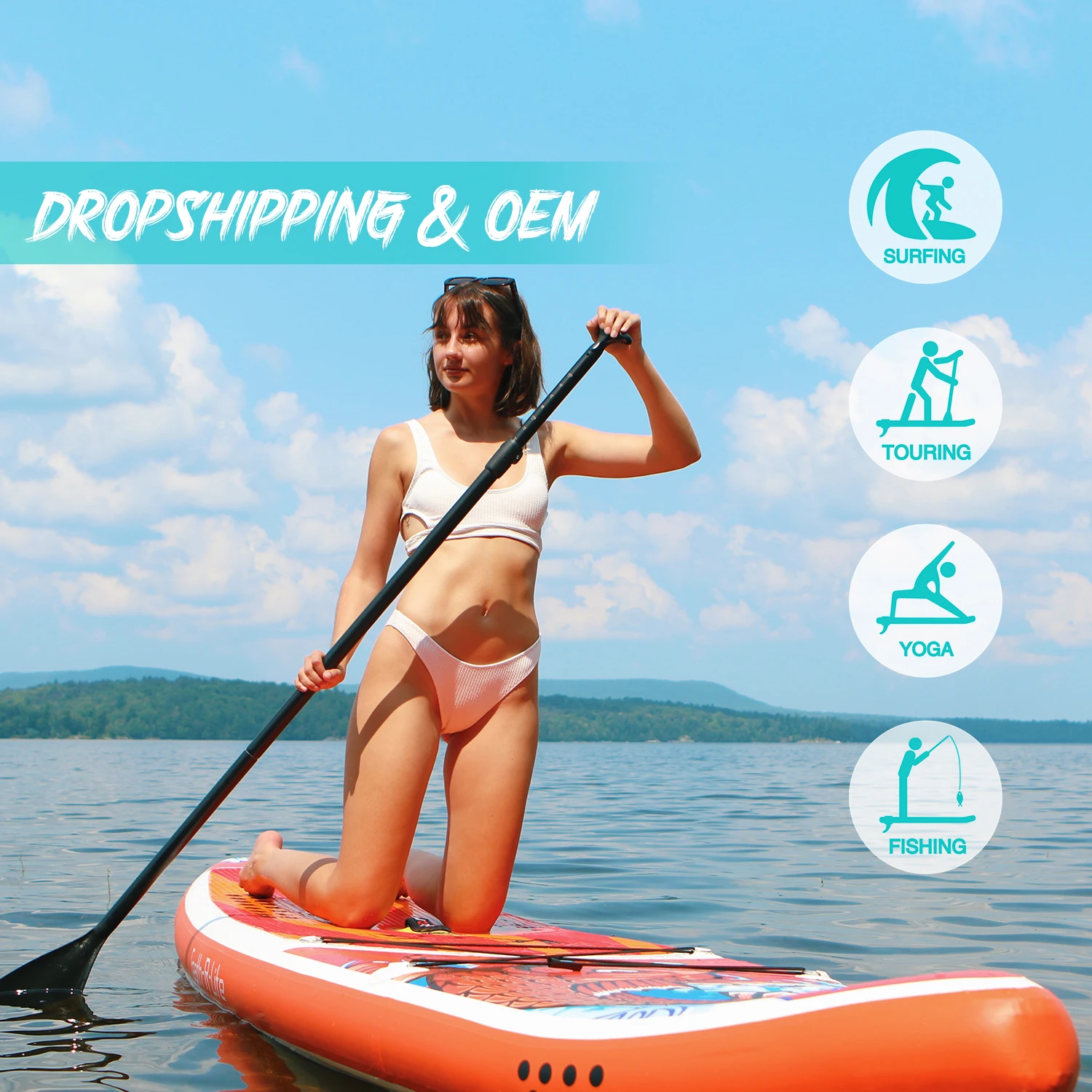 FUNWATER Dropshipping OEM 350 cm Stand Up Paddle Board Groothandel Surfen Opblaasbare Board Surfplank Paddleboard