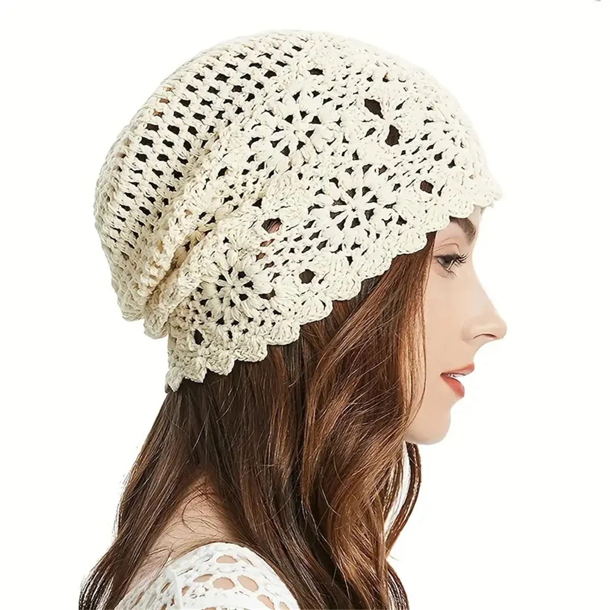 An Instagram with Japanese Spring and autumn book hollow vintage handmade women\'s hook hat hook flower knit women\'s wool knit ha