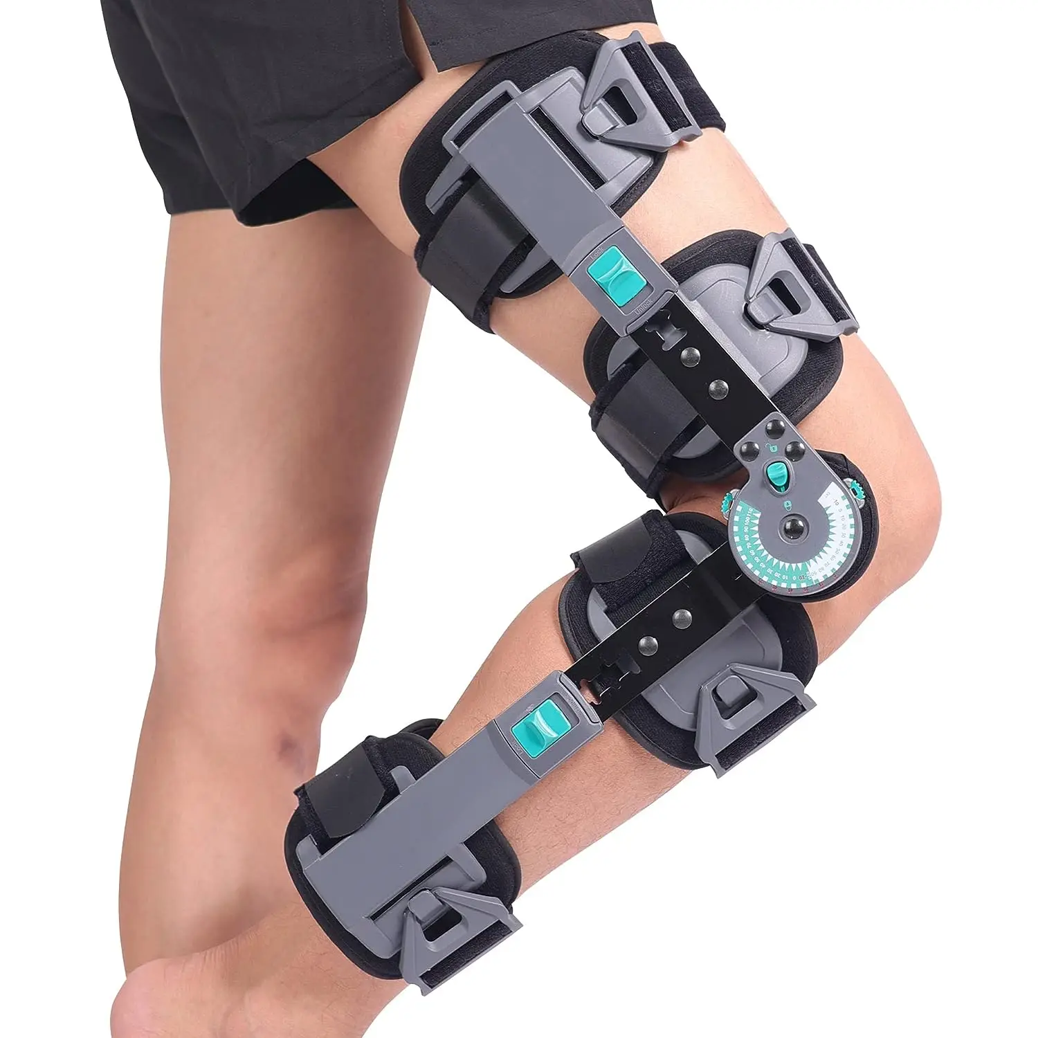 Hinged Knee Brace Rom, Knee Support for Torn ACL, MCL, PCL, Meniscus Tear, Surgery Recovery, Adjustable Post Op Knee Immobilizer