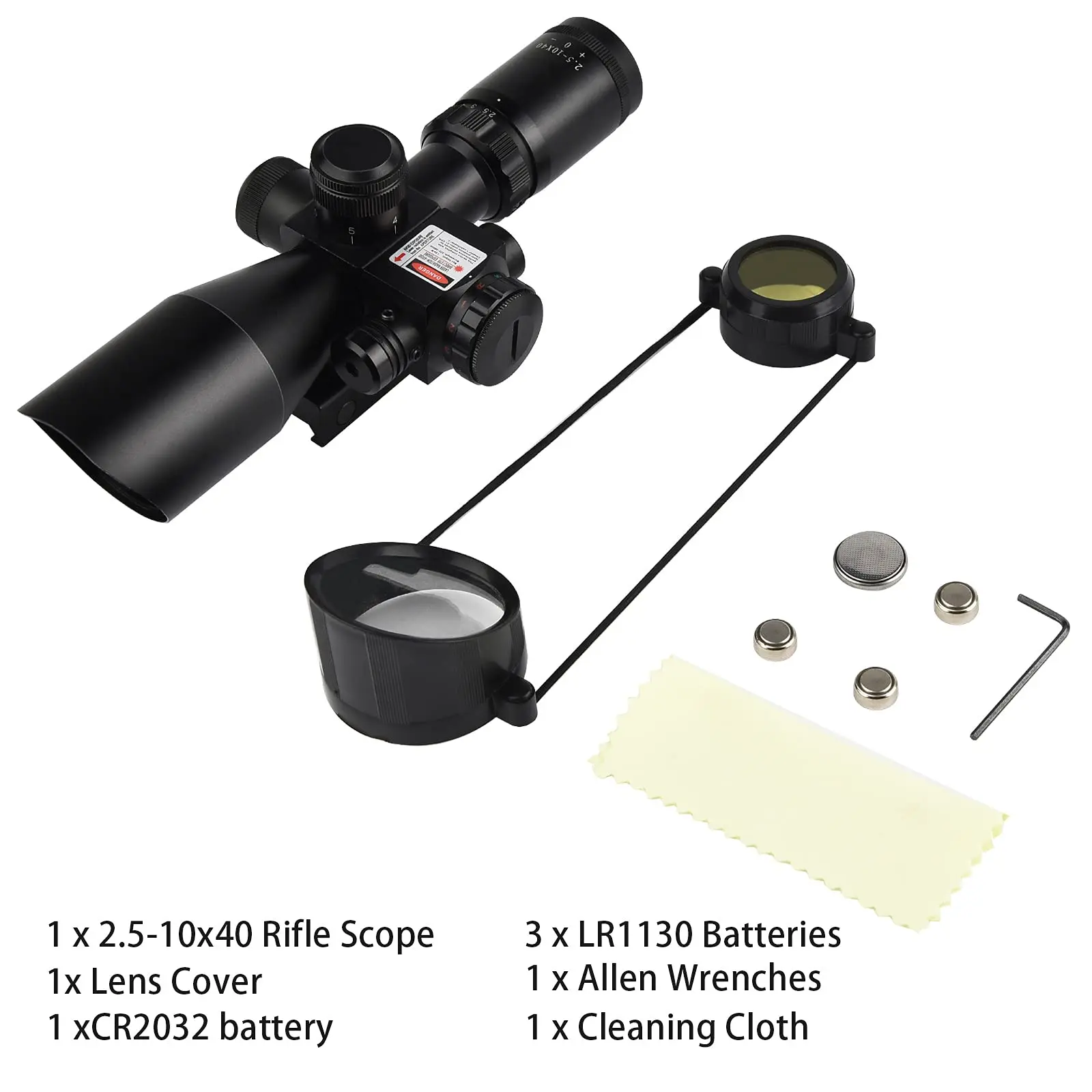 

MidTen Rifle 2.5-10x40 Red Laser Scope Sight Mil-dot Tactical Red Green Illuminated Combo Green Lens and 20mm Mounts Hunting