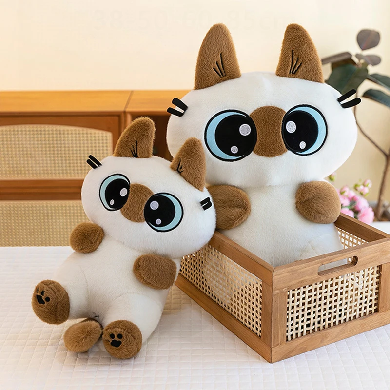 

Kawaii Siamese Cat Plush Toy Stuffed Doll Cute Pillow for Kids Birthday Xmas Gift Soft Cuddly Animal Plushie for Children