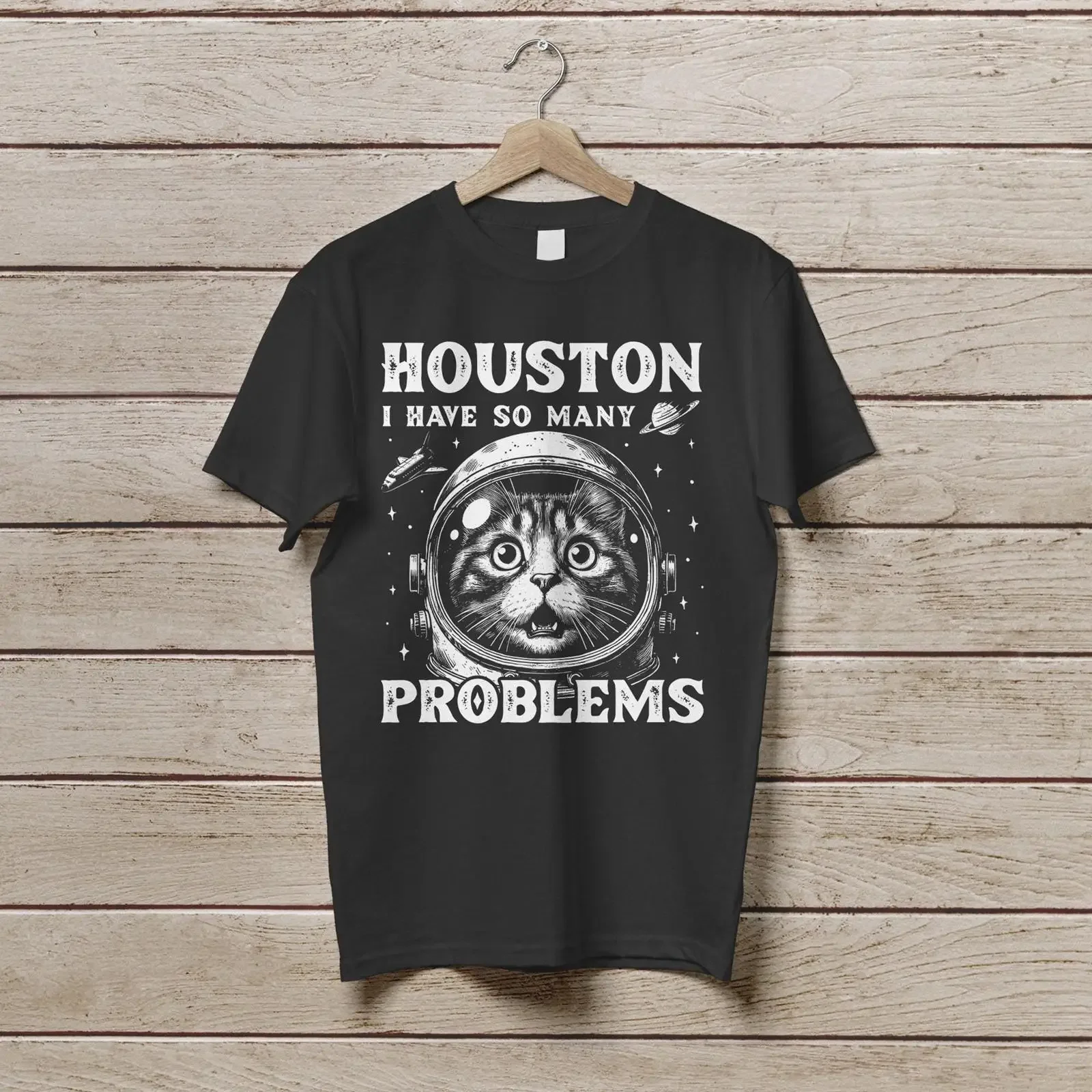Vintage Houston I Have So Many Problems Funny Astronaut Space Cat T Shirt Cute Lover Humor  vintage Washed Stretched