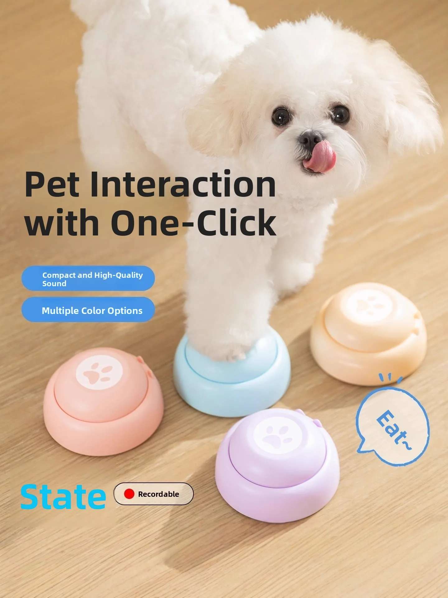 

Интерактивная кнопка-игрушка для дрессировки животных с функцией распознавания голоса для собак и других питомцев