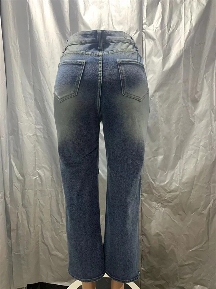 Imagem -06 - Wmstar-jeans de Cintura Alta Feminino Jeans de Baixo Reto Calças de Perna Larga Moda Coreana Streetwear Menino Amigo Atacado Dropshipping