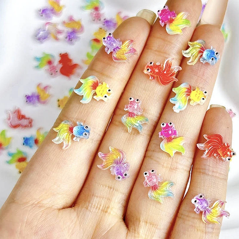 30PCS 3D Acrylic Goldfish Nail Art Charms Kawaii Accessories For Manicure Deco Nails Decoration Supplies Beauty Products Tool