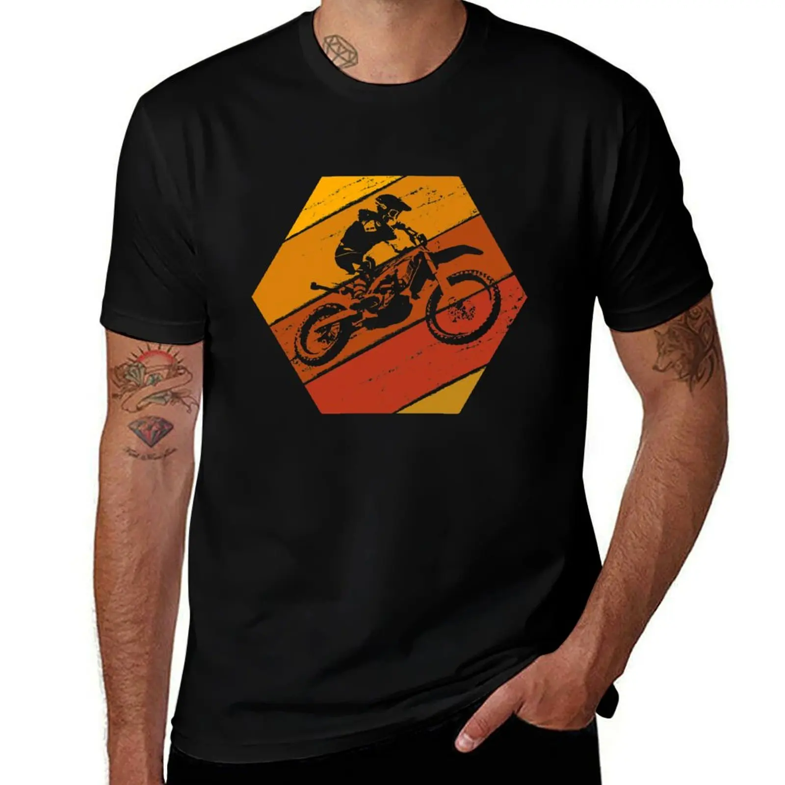 

Vintage Motocross T Shirt Retro Dirt Bike Silhouette gift T-Shirt t shirts for man cotton soft man t shirt graphic