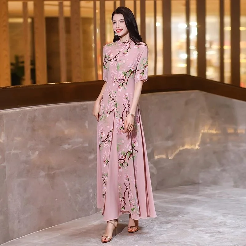 asian long dresses with sleeves Women's Tiansi Long Sleeve Cheongsam Dress