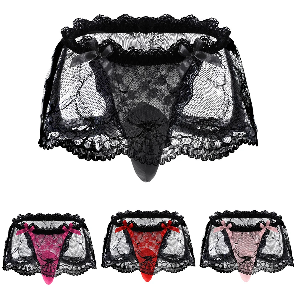 

Intimate Wear Sexy Bulge Pouch Men's Lingerie Lace High Waist G-strings Applicable Gender Male Lingerie For Men