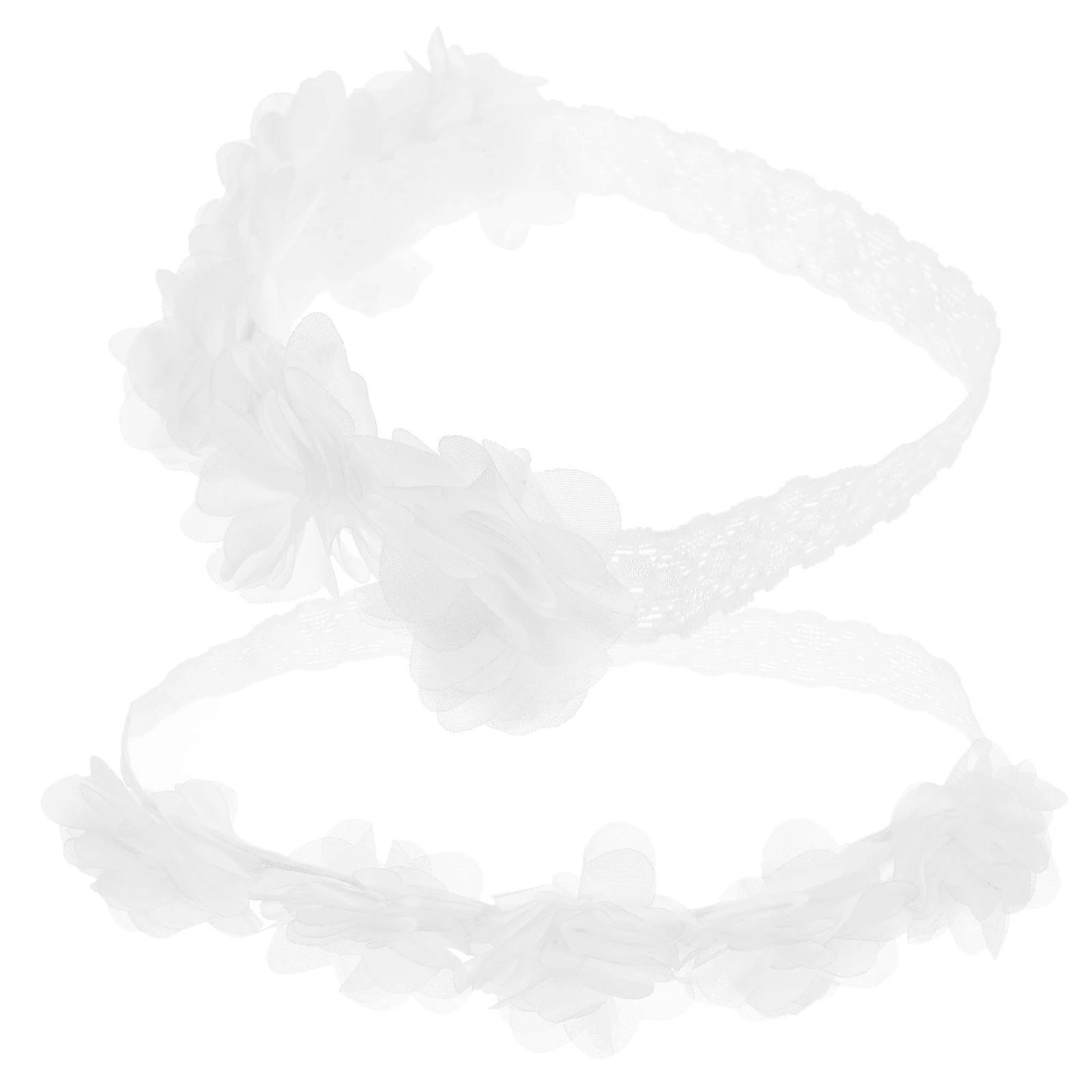 

2Pcs Baby Girls Headband Elastic Hair Band Newborn Headdress Flower Shaped Accessories White Soft Comfortable Kids Headband
