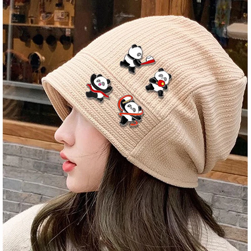 Sports Cute Panda Badge Badminton Table Tennis Panda Pin Swimming Soccer Memorial Sports Badge Pin Decoration