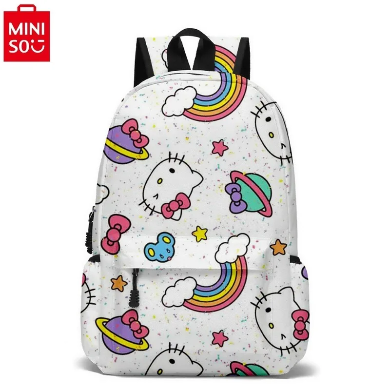 MINISO Hello Kitty Cartoon Cute Fresh Sweet Versatile Backpack High Quality Nylon Large Capacity Storage Children's Backpack