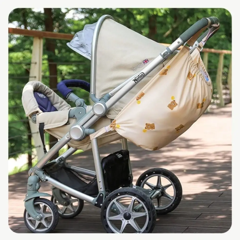 Wielofunkcyjna torba do wózka dziecięcego, torba na pieluchy i butelki z motywem kreskówkowym, torba do zawieszenia na wózek dziecięcy, duża torba dla mamy z motywem misia i królika.