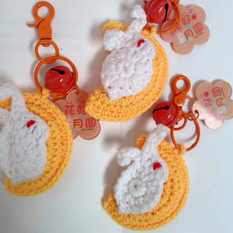 Creative Flower Moon Full KeychainMid-Autumn Festival KeychainMoon Rabbit KeychainBag Pendant