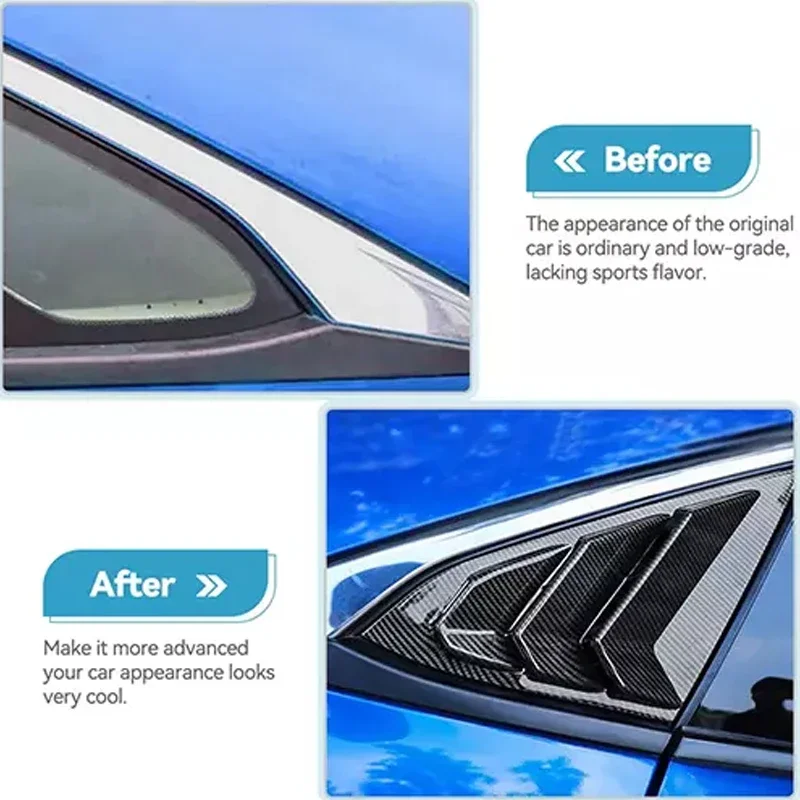 For Honda Civic 10th Sedan Gen 2016-2020 Rear Side Window Louvers Air Vent Scoop Shades Cover Trim Blinds ABS Cars Accessories