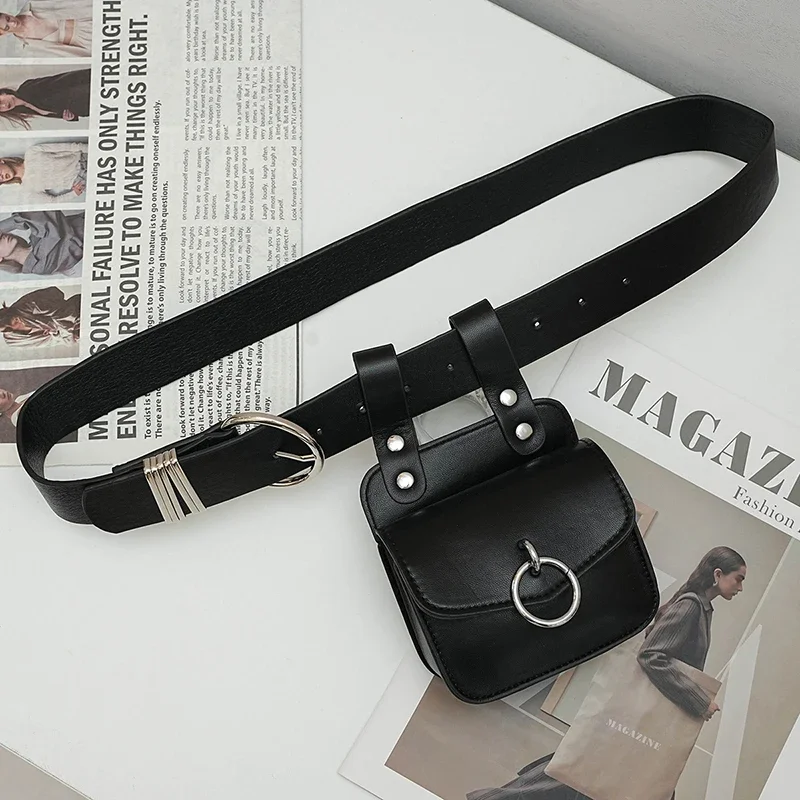 

Black Women's Belt Bag Luxury Designer Tactical Waist Bags Female Leather Flap Fanny Pack Shoulder Crossbody Chest Bag Purse