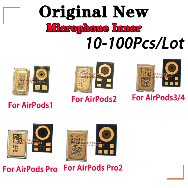 

10-100 шт./лот, новый оригинальный внутренний микрофон-приемник/динамик для AirPods 1 2 3 4 Pro Pro2 A2083 A2084 A2565 A2564 A2698