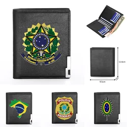 República Federativa do Brasil Theme Symbol Printing Leather Wallet Men Women Billfold Slim Credit Card Holders Short Purses