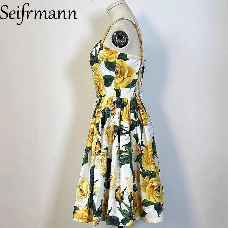 Seifrmann – robe d'été élégante pour femmes, Style vacances, bretelles Spaghetti, dos nu, mode imprimée, robes courtes en coton