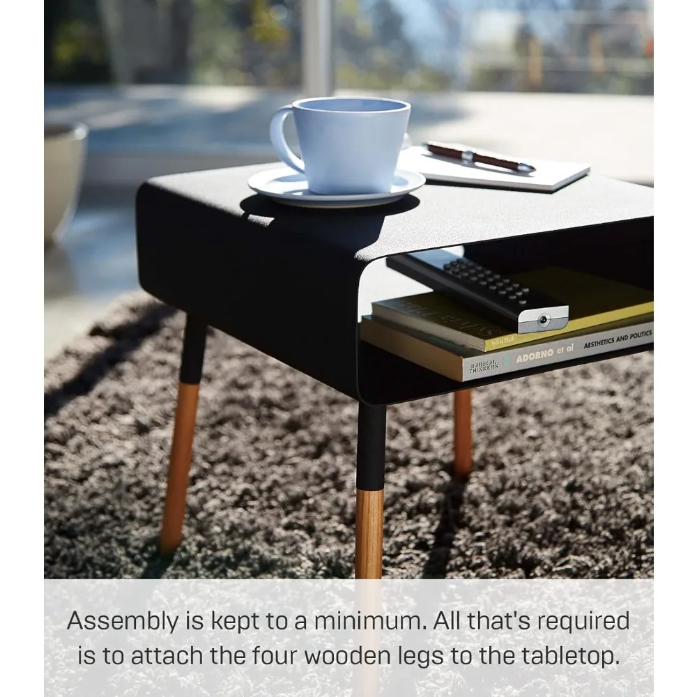 Home Plain Side Table With Open Storage Shelf, Rectangular Accent Space Saving Living Room Bedroom Couch End Table