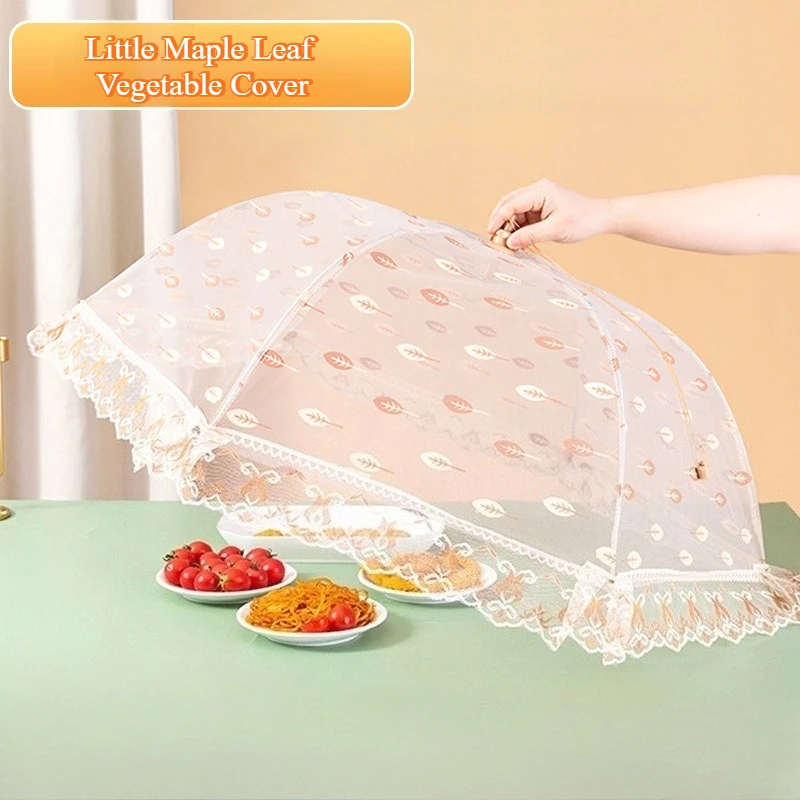 

Maple Leaf Lace Vegetable Cover,Breathable Folding Washed Dust-proof Insect Proof Cover,Desktop Circular Decorative Ornament