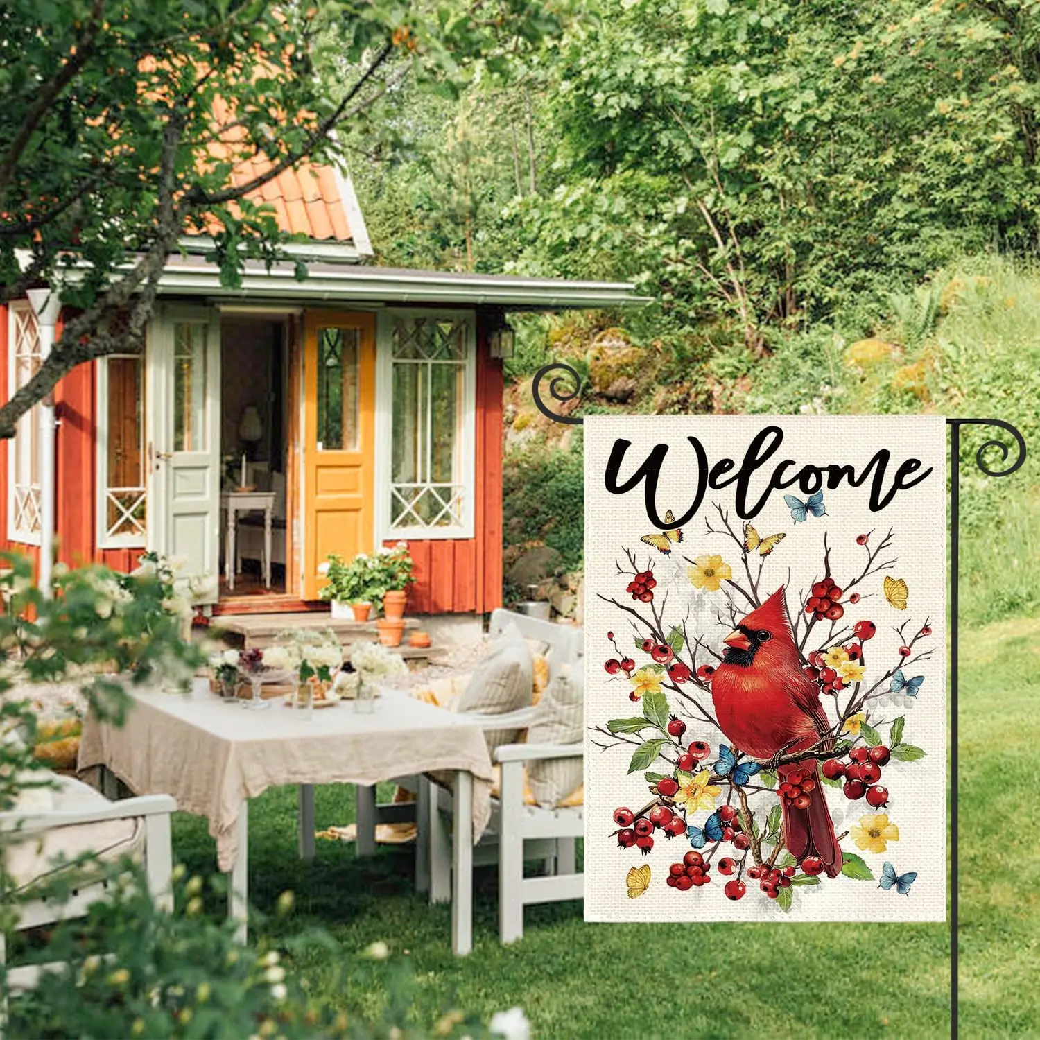 AVOIN colorlife Cardinal Garden Flag 12x18 Inch Double Sided Outside, Christmas Memorial Welcome Seasonal Yard Outdoor Flag  SSL