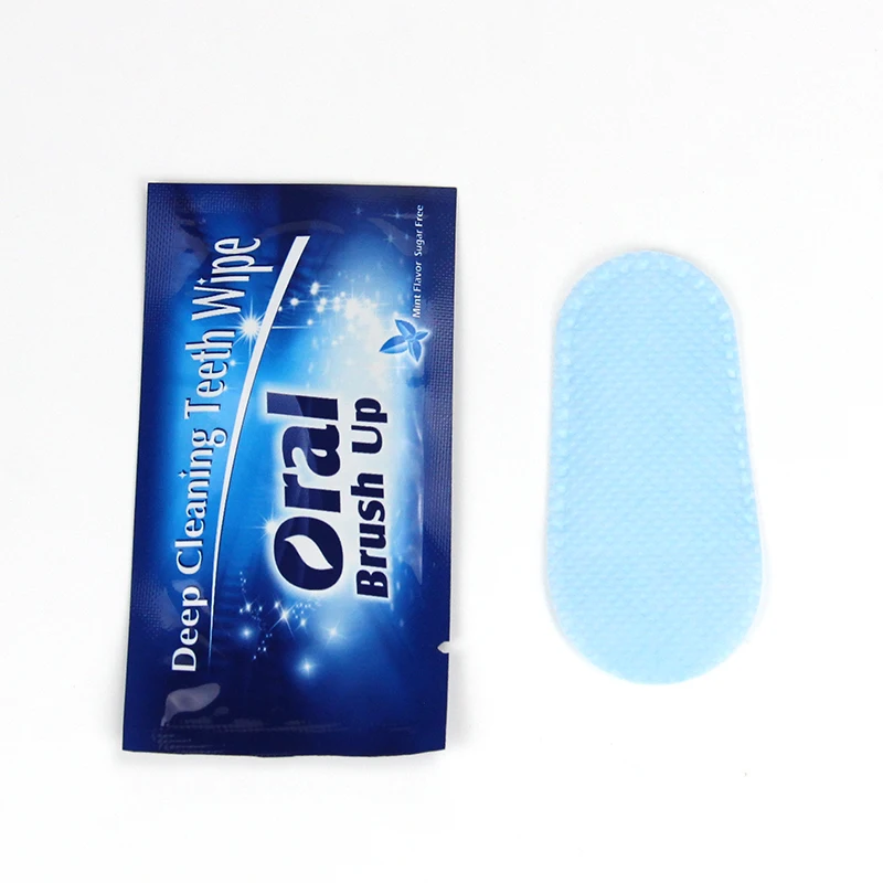 100Pcs Mint Flavor Finger Teeth Wipes Teeth Deep Cleaning Whitening Stain Removing Oral Hygiene Care Tool Teeth Brush Up