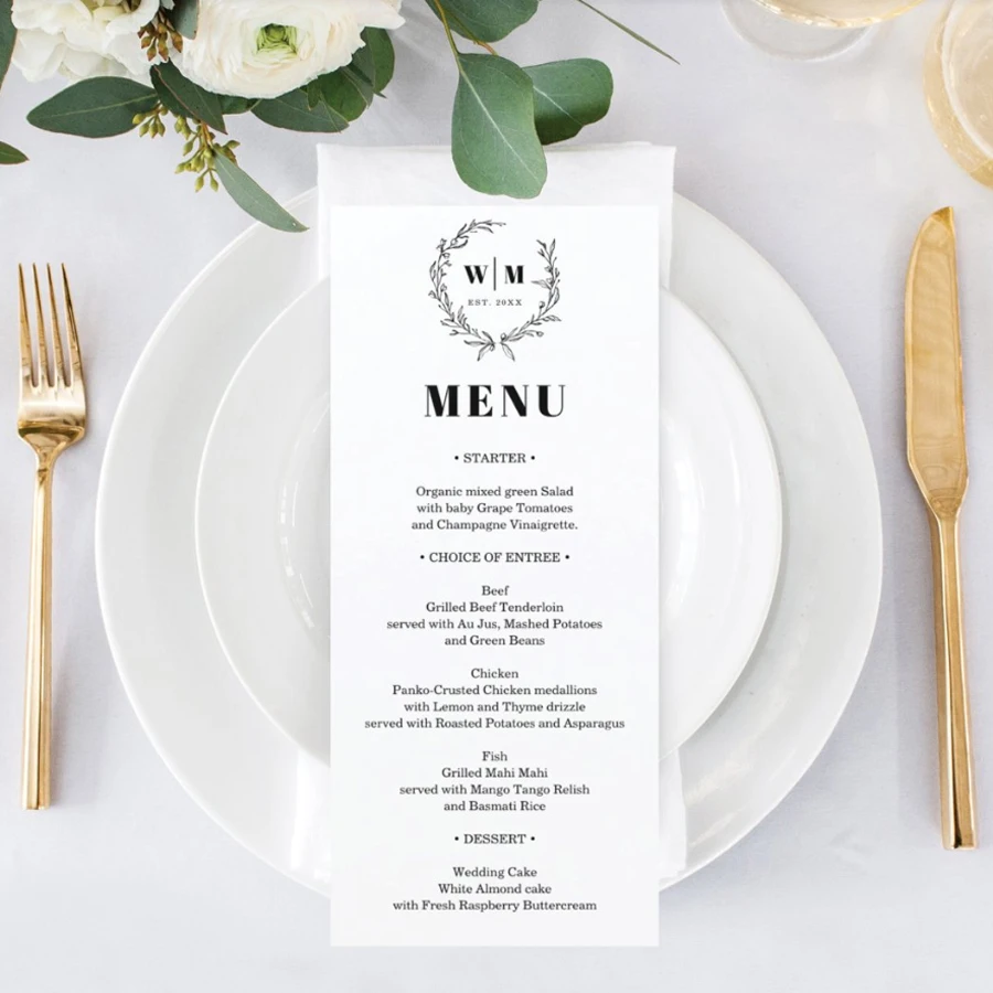 20/30/50 قطعة قائمة الزفاف القابلة للتخصيص الخط البسيط القائمة الزفاف بطاقة شخصية قائمة الزفاف مطعم القائمة #6