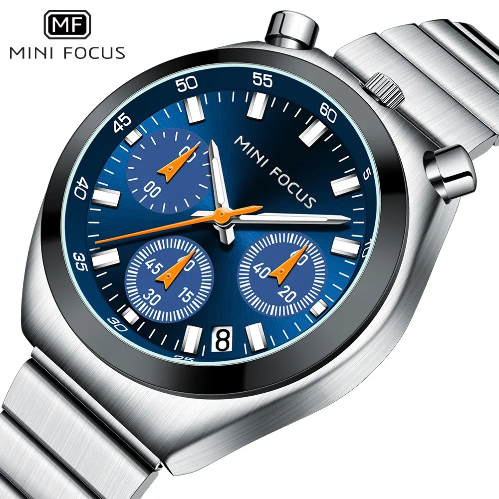 MINI FOCUS 0491L Steel Belt Quartz Women's Watch Waterproof Calendar Luminous Chronograph Watches for Women Relogio Feminino