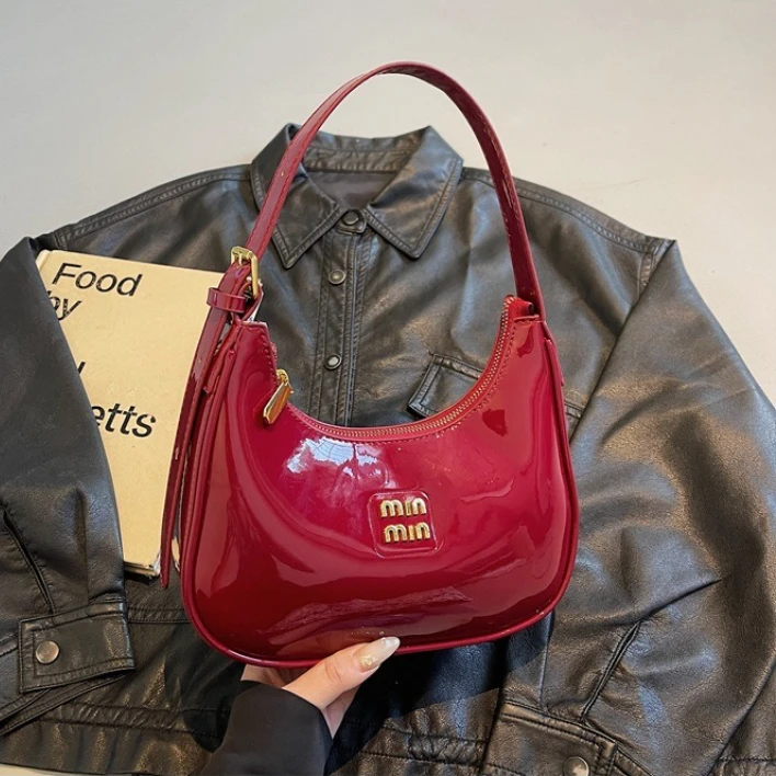 

Patent Leather Casual Dumpling Bag for Women Shoulder Crossbody Purse Classyretro Versatile Underarm & Hand Carry Tote