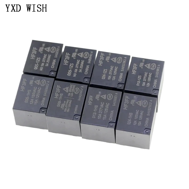 20Pcs/lot HF3FF- 005 / 009 / 012 / 024-1ZS JQC-3FF-5/9/12/24VDC -1ZS 5PIN 10A Power Relays DC 5V 12V 24V Relay